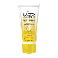 Lacto Calamine Sunscreen SPF 50 | 100g | PA +++ Sunscreen For Oily Skin | UVA – UVB Sunscreen | Water Resistant & No White Cast | With Kaolin Clay, Vitamin E & Lemon Extracts | Paraben Free (100 g)