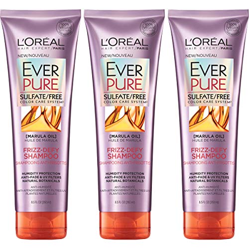 L'Oreal Paris Hair Care Everpure Sulfate Free Frizz Defy Shampoo, 3 Count