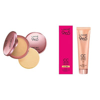 LAKMÉ 9 to 5 Primer with Matte Powder Medium Coverage Foundation Compact for all skin types, Ivory Cream, 9g And 9 to 5 Complexion Care CC Cream, Honey, 30g