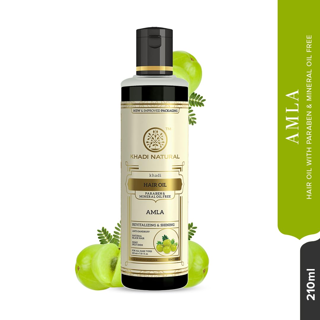 Khadi Natural Pure Amla Hair Oil | Paraben & Mineral Oil Free | Nourishing Formula for Healthy, Strong Hair | Enhances Shine & Reduces Hair Fall- 210 ml