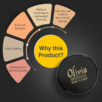 Olivia Pan Cake 100% Waterproof Foundation & Makeup Concealer | Long-Lasting Sweatproof Base Makeup | Smudge-Proof, Paraben-Free Formula | For All Skin Types | Dark Beige - 28 | 25g