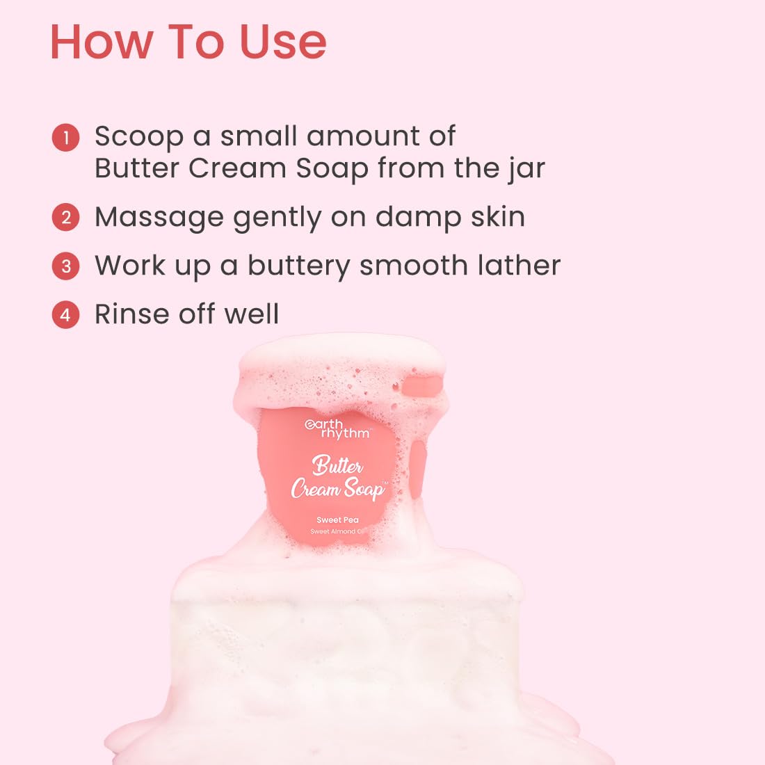 Earth Rhythm Sweet Pea Butter Cream Soap Cleanse, Moisturizes Skin, Make Skin Soft & Supple | Shea Butter, Sweet Almond Oil | for All Skin Type | Men & Women - 160gm