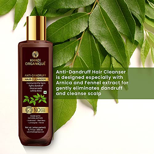 Khadi Organique Anti Dandruff Hair Shampoo | Controls Dandruff | Eliminates Dryness, Flaking, and Itching - 200 ML