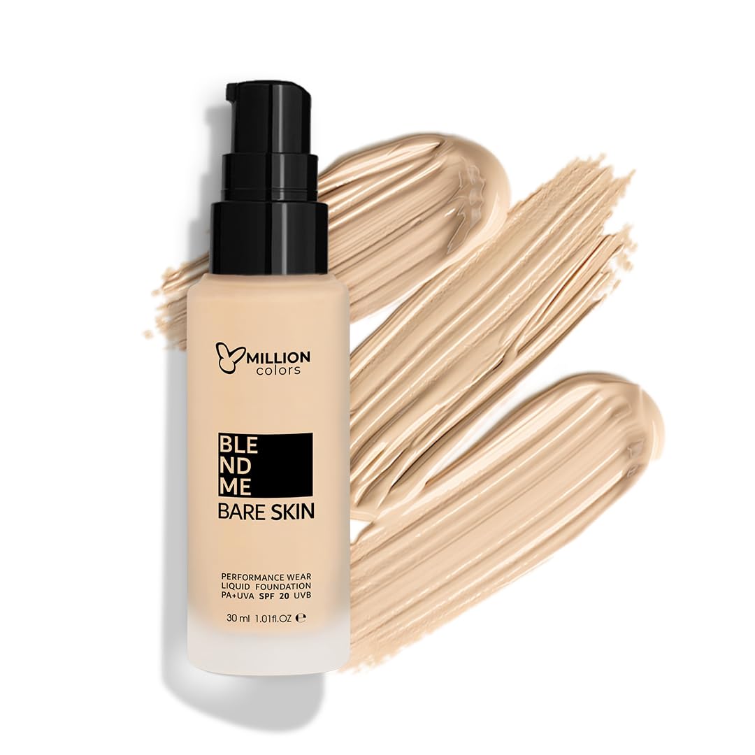 Million Colors Foundation for Face Makeup | Liquid Foundation for Oily and Dry Skin | Lightweight Matte Finish with SPF 20 | Waterproof Long-Lasting Makeup | All Skin Types | Ivory 02, 30ml