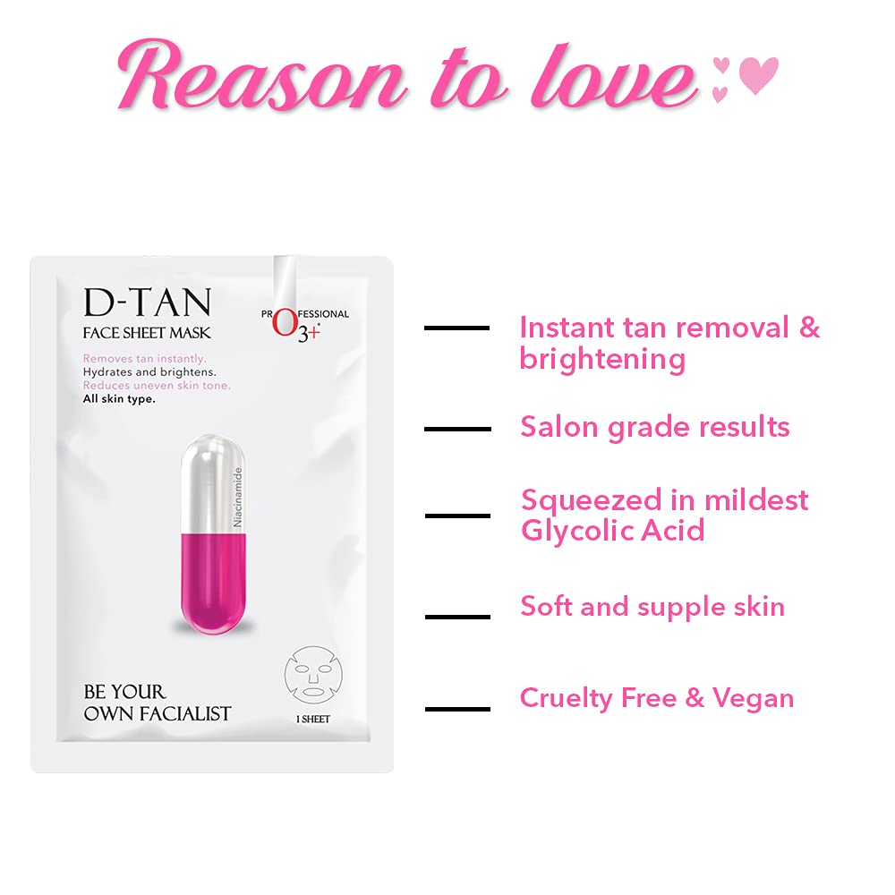 O3+ Facialist Dtan Face Sheet Mask (30g) & O3+ ALPHA MEN Acno D-TAN Scrub With Hyaluronic & Mint 50g - Detan Scrub for TAN removal Combo