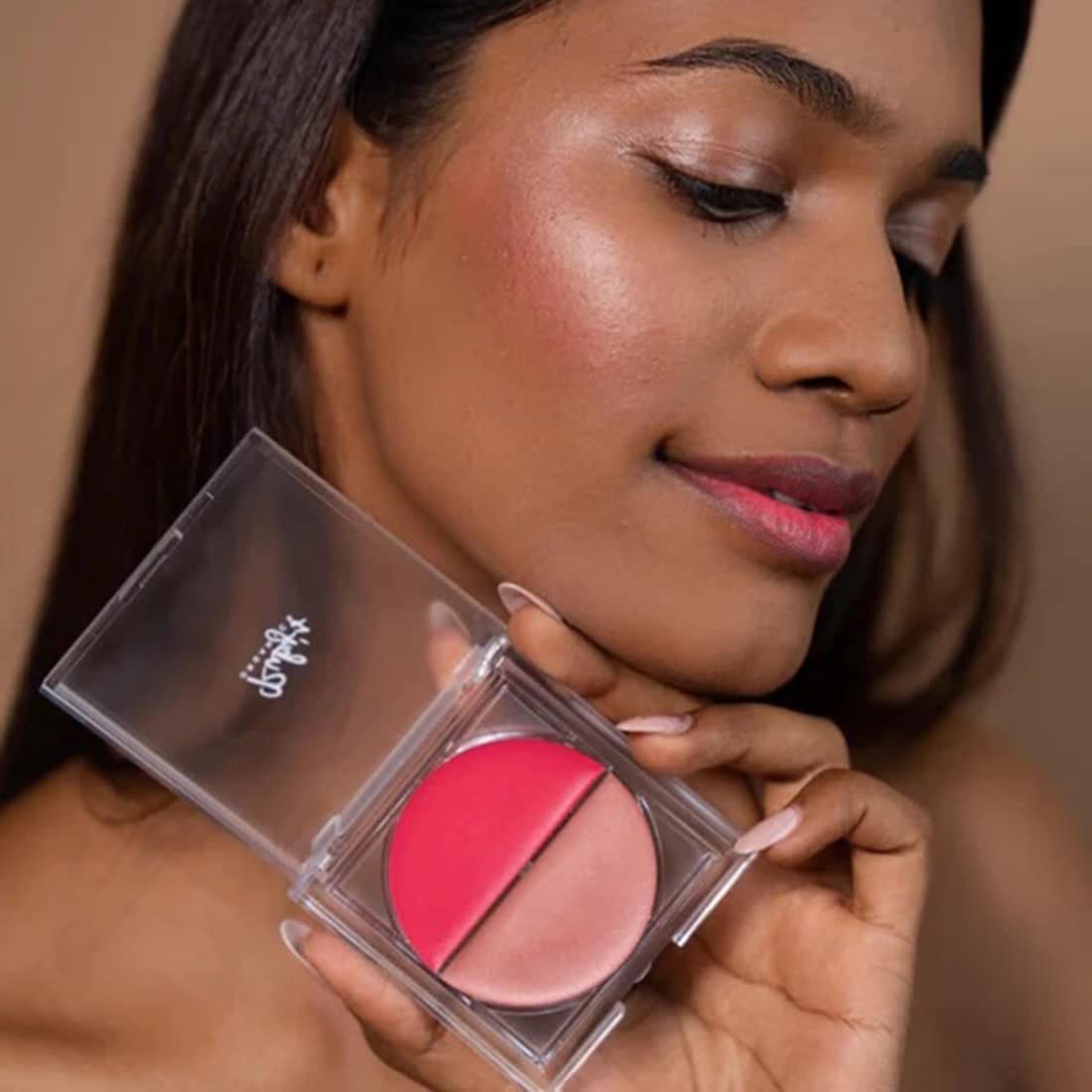 Ruby's Organics Cream Blush for Cheeks & Highlighter Duo Palette- Blusher for Face Makeup, Lightweight Flawless All Day Glow, All Skin Types, Natural &Paraben Free (Poppy Pink + Illuminate) 9g