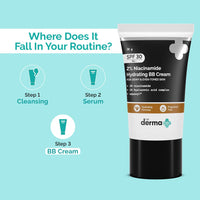 The Derma Co 2% Niacinamide Dewy, Radiant Hydrating All Skin Type Medium Coverage Bb Cream With 1% Hyaluronic Acid Complex & Aquaxyl - 30 G 03 - Warm Beige