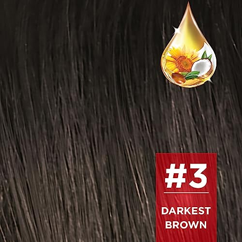 Revlon Color 'n Care Permanent Hair Color for Women -3 Darkest Brown | Blend of 4 oil's & Shea Butter| For Silky, Shiny & Nourished Hair | 100% Grey Coverage in 5 Minutes | Ammonia Free