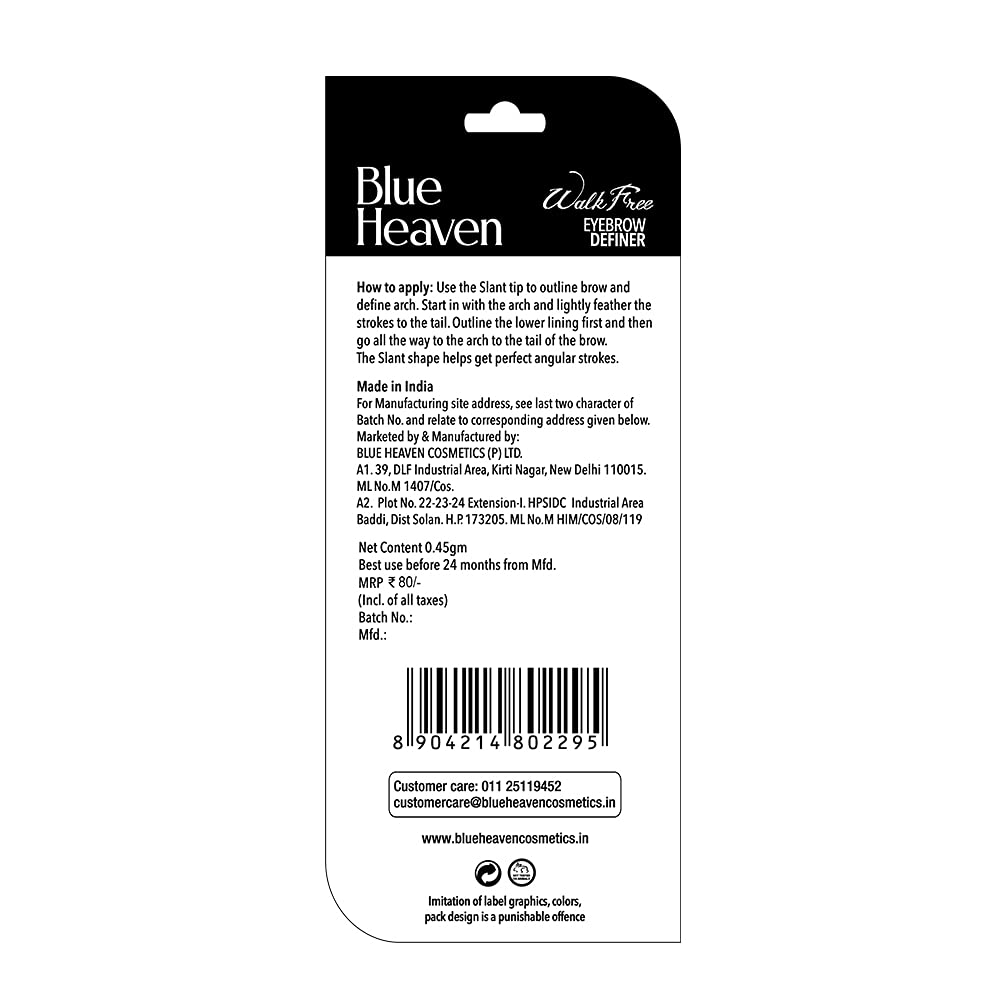 Blue Heaven True Brow Eyebrow Definer, Black, 0.30gm
