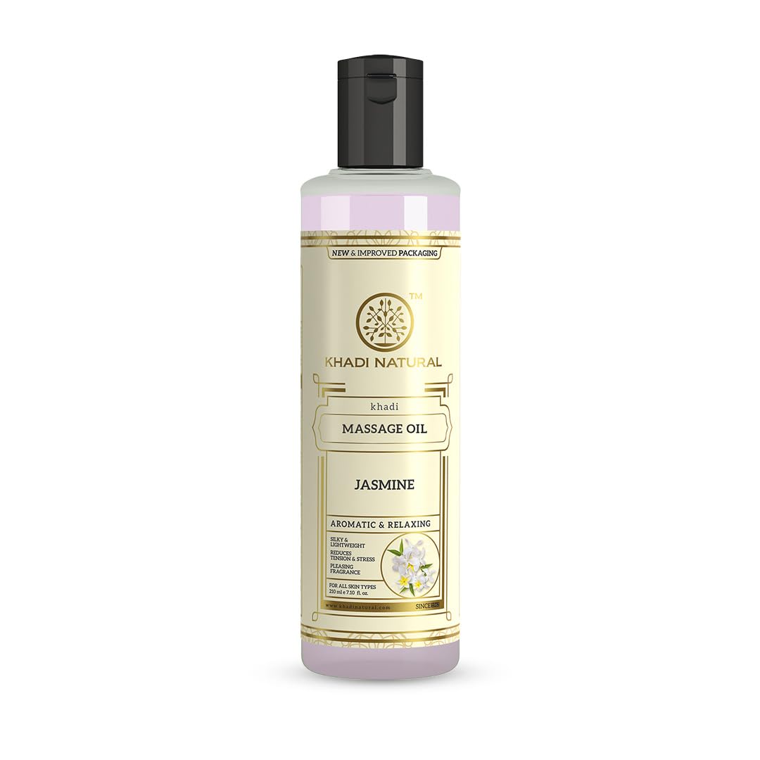 Khadi Natural Ayurvedic Jasmine Massage Oil| Stress relieving properties| Relaxes aches and pains| Aromatherapy| Suitable for All Skin Types| 210ml