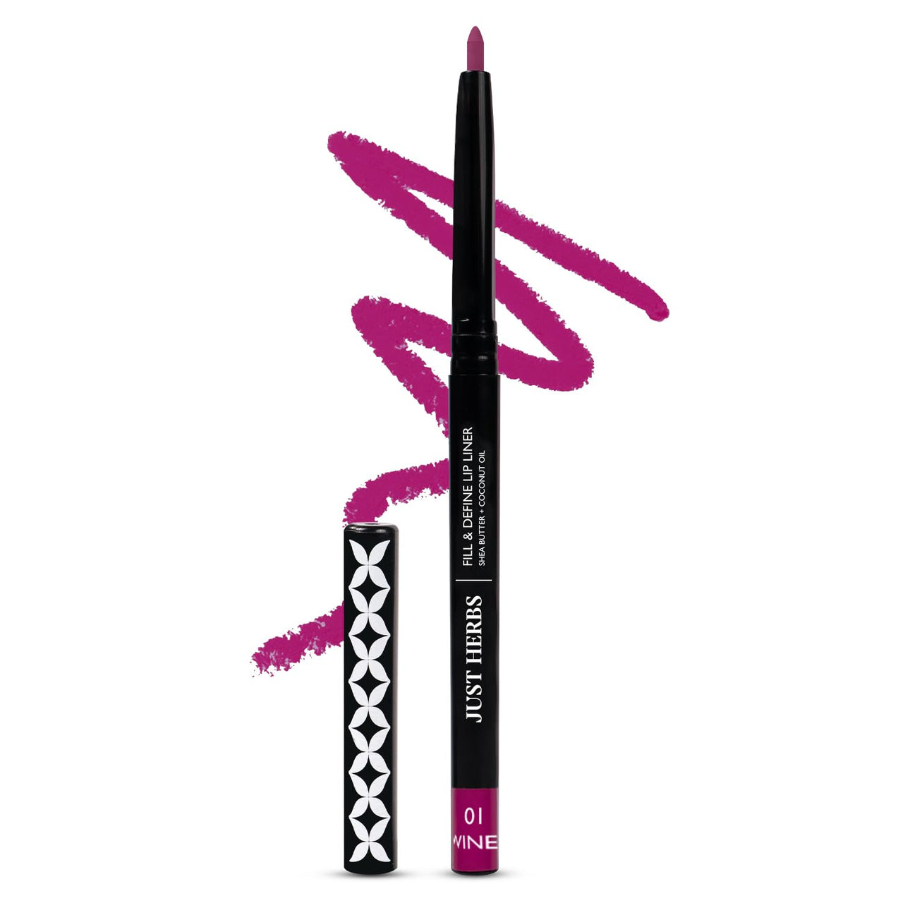 Just Herbs Fill & Define Lip Liner with Shea Butter and Coconut Oil Transfer Proof Long Lasting Creamy Matte Finish Lip Liner (Wine & Dine, 0.3g)