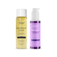 Conscious Chemist® Brightening Double Cleansing Kit | 230ml | Oil Cleanser for Face, Niacinamide Face Wash, Pore Refining Cleanser for Women & Men with Natural Oils, All Skin Types (Pack of 2)