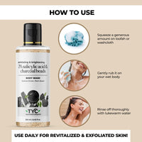 TYC - TRUST YOUR CHOICE Charcoal Body Wash For Exfoliating And Skin Brightening With 2% Salicylic Acid And Charcoal Beads,Vegan - 250 Ml (Pack Of 1)