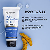 Dr. Sheth's Haldi & Hyaluronic Acid Oil-Free Moisturizer | Lightweight Moisturiser | Rehydrates Dull Skin | With 1% Hyaluronic Acid, Cica Extract & Aquaporin Boosters | For Women & Men | 50G