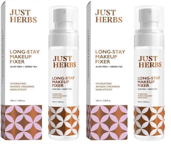 Just Herbs Long Stay Non Sticky Makeup Fixer, Setting Spray for Face Makeup with Aloevera and Green Tea 100 ml (Pack of 2)