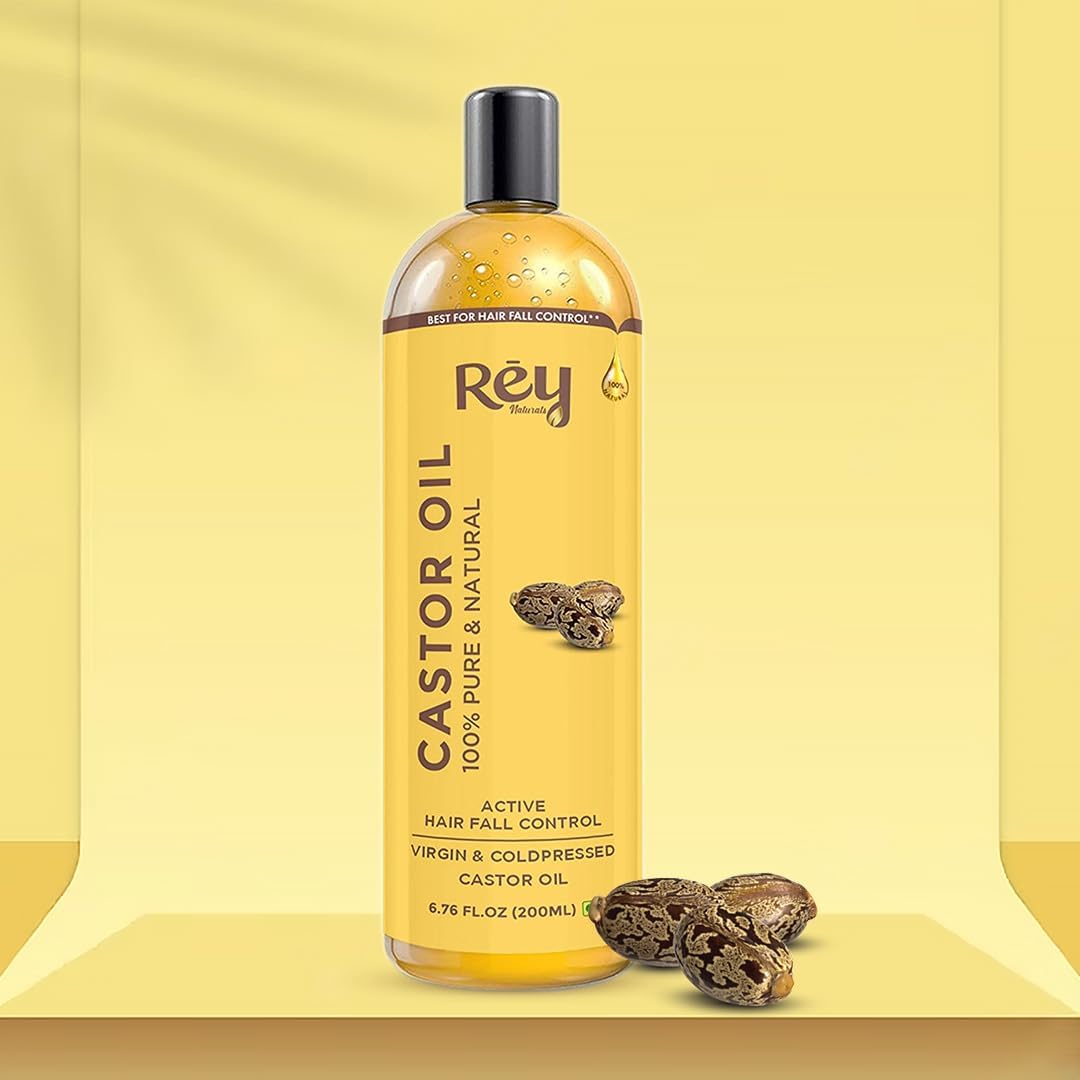 Rey Naturals Rosemary Essential Oil & Cold Pressed Castor Oil (Arandi Tel) | Rosemary Oil & Extra Virgin Hair Oil Combo For Hair Growth & Scalp | Hair Oil For Men & Women - (200ml+15ml)