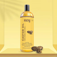 Rey Naturals Rosemary Essential Oil & Cold Pressed Castor Oil (Arandi Tel) | Rosemary Oil & Extra Virgin Hair Oil Combo For Hair Growth & Scalp | Hair Oil For Men & Women - (200ml+15ml)