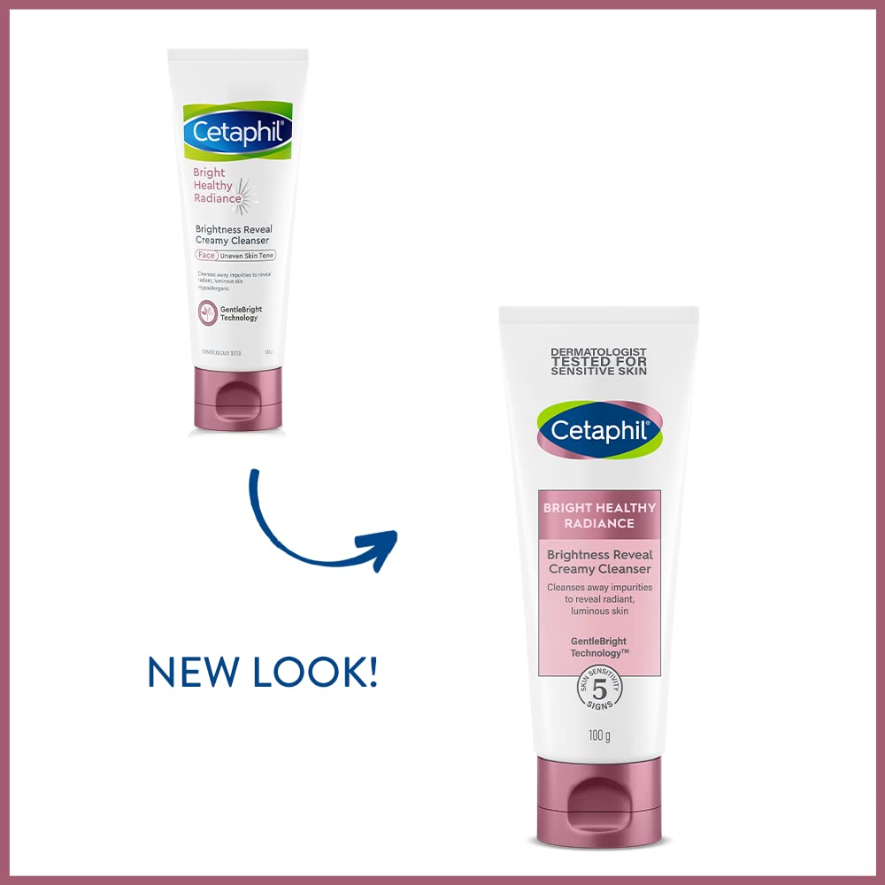 Cetaphil Brightness Reveal Creamy Cleanser - 100 g& Face Wash by CETAPHIL, Gentle Skin Cleanser for Dry to Normal, Sensitive Skin - 125 ml