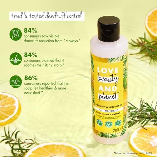 Love Beauty & Planet Rosemary & Yuzu Lemon Sulfate Free Anti Dandruff Shampoo 400Ml