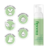 Moody Acnexpert Foaming Face Wash Cleanser for Oily, Acne Prone Skin with 2% Salicylic Acid & Green Tea | Alcohol & Sulphate Free Face Wash for Men & Women | Suitable for All Skin Type, 80ml