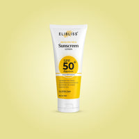 Elibliss Eco Glow Sunscreen Lotion SPF 50+ PA+++ | Broad Spectrum UVA & UVB Protection with Vitamin C & Niacinamide | Non-Greasy, All Skin Types - 50ml