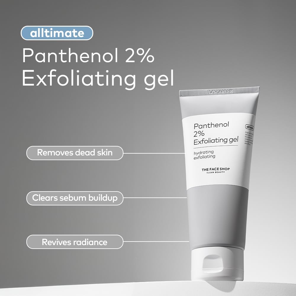 The Face Shop Alltimate Panthenol 2% Exfoliating Gel 150ML - Daily Peeling Gel with Panthenol & AHA/BHA, Gentle Exfoliator for Smooth, Glowing and Hydrated Skin, Deep Cleansing, Korean Skin Care