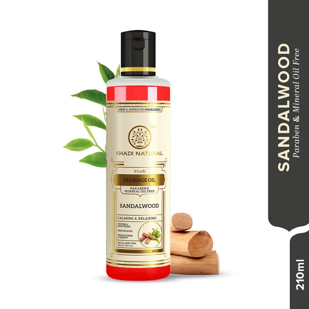 Khadi Natural Sandalwood Massage Oil- Without Mineral Oil 210Ml (Set of 2)
