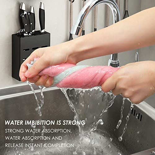 Rachan 11Pack Kitchen Dish Cloths, Reusable Dish Towels, Nonstick Oil Washable Fast Drying, Super Absorbent Coral Velvet Cleaning Cloths for Cleaning Tableware, Kitchen, Bathroom (Pink - green10 x 6")