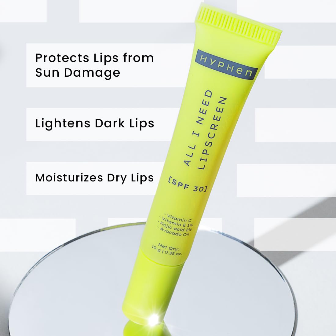 Hyphen All I Need Lipscreen with Spf 30 & 2% Kojic Acid -Moisturizing, Sun Protection|Smooth Lips, Tan Removal for Women and Men|Lip Balm Spf|Chapped Dry Lips | Peptide|Vegan,Sls & Paraben-Free -10 Gm