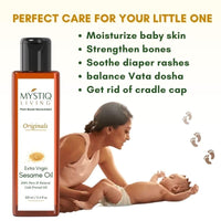 Mystiq Living Extra Virgin Sesame Oil for Hair, Skin, Massage - 200 ML | (Til/Gingelly) Cold Pressed, 100% Pure and Natural