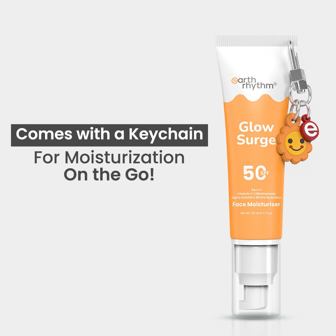 Earth Rhythm Glow Surge Face Moisturizer with SPF 50 PA++++ Infused with Niacinamide, Vitamin - C for Intense Hydration, For all skin types - 50ml