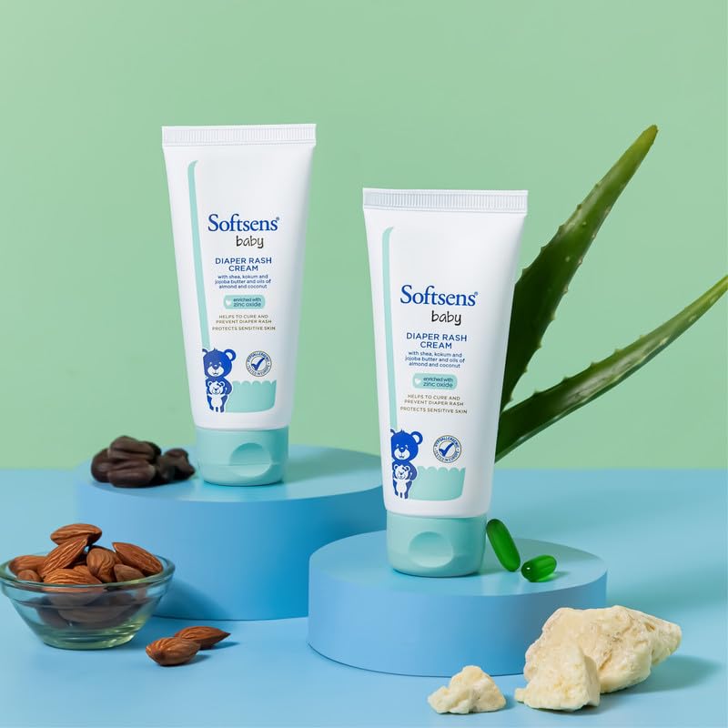 Softsens Baby Natural Diaper | Nappy Rash Cream, Enriched With Aloe Vera Juice and Shea Butter 50 g (Pack of 3)
