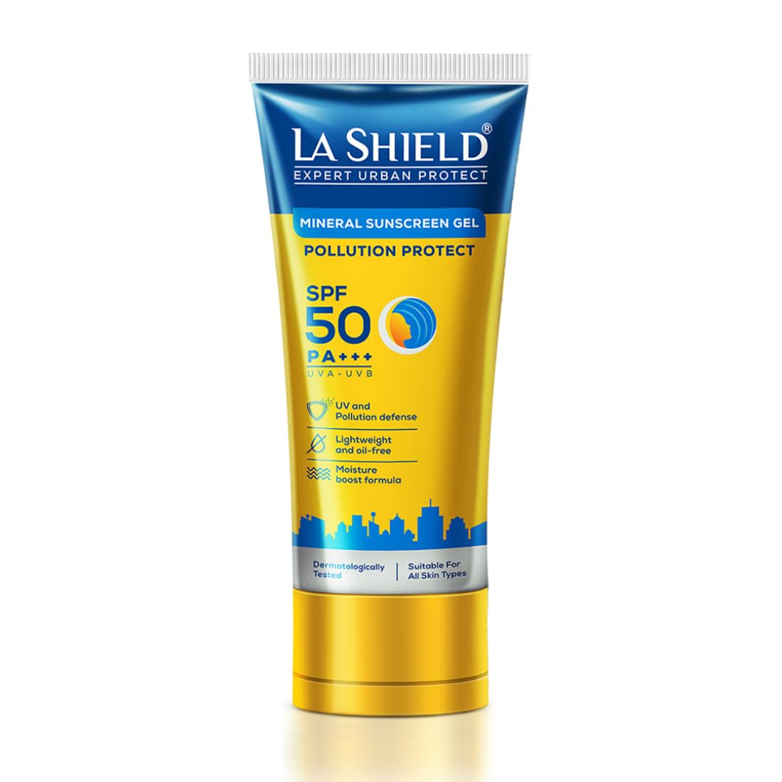 La Shield Pollution Protect SPF 50 Mineral Sunscreen Gel | PA+++ | Lightweight & Oil free | Moisture boost formula | Water resistant| All Skin types |Dermatologist Tested | 50g | Pack of 2