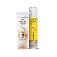 Mamaearth Radiant Rice Glow Combo|Rice Face Wash-100 Ml&Rice Water Dewy Sunscreen-50G|Gently Cleanses Skin|Gives Glass Skin Glow|Evens Skin Tone&For All Skin|Spf 50&Pa++++ Protection,2 Count,Assorted