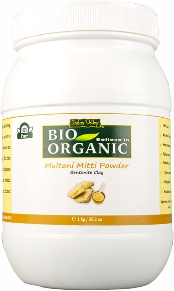INDUS VALLEY Bio Organic Multani Mitti Powder for Face and Hair - (Jumbo Pack 1Kg)