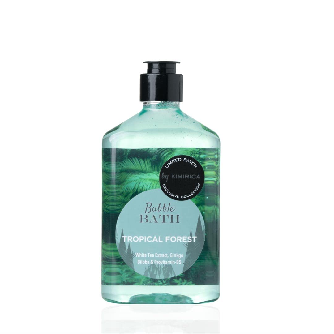 Kimirica Tropical Forest Bubble Bath, 100% Vegan and Paraben Free with Goodness of Ginkgo Biloba & White Tea Extracts, Pro-Vitamin B5, Aloe Vera & Vitamin E | 270 ml