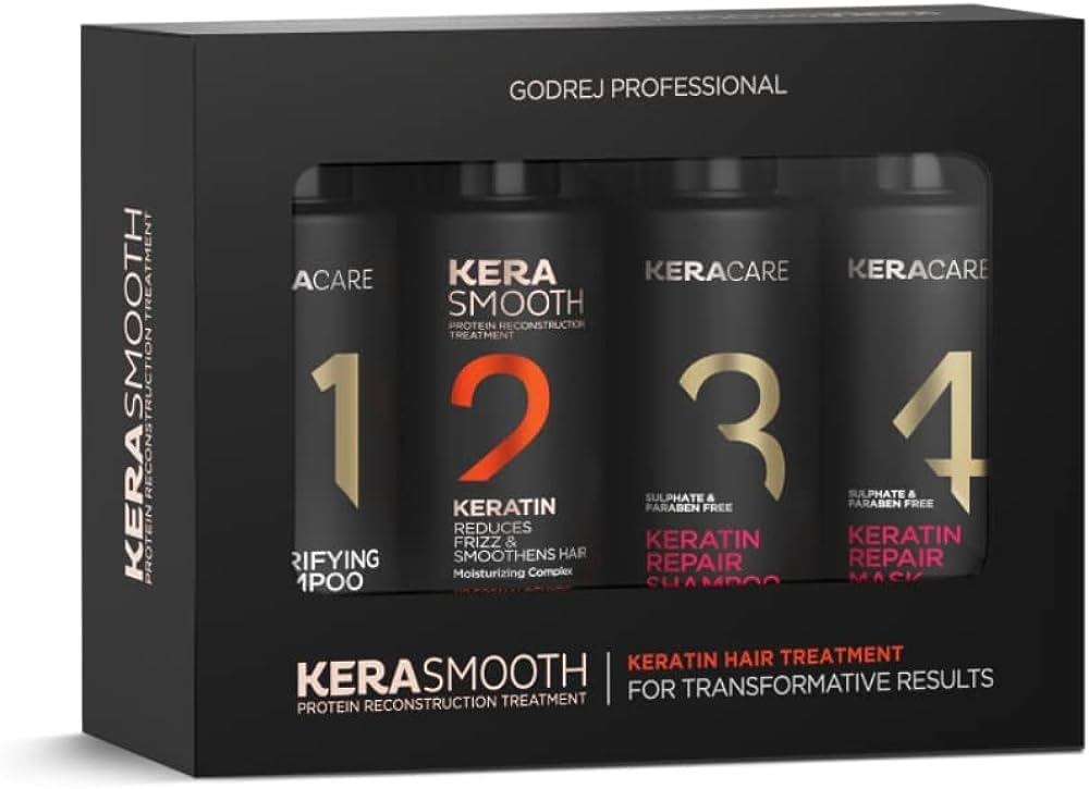 Godrej Professional Kerasmooth Keratin Treament - No Formaldehyde - Monodose, 60Ml X 4 Bottles, All
