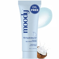 Moody 7D Hydro Burst Oil-Free Water Gel Face Moisturizer with Hyaluronic Acid, Ceramides & Peptides for 100HR Hydration | Skin Barrier Repair Cream For All Skin Types | Men & Women, 10ml