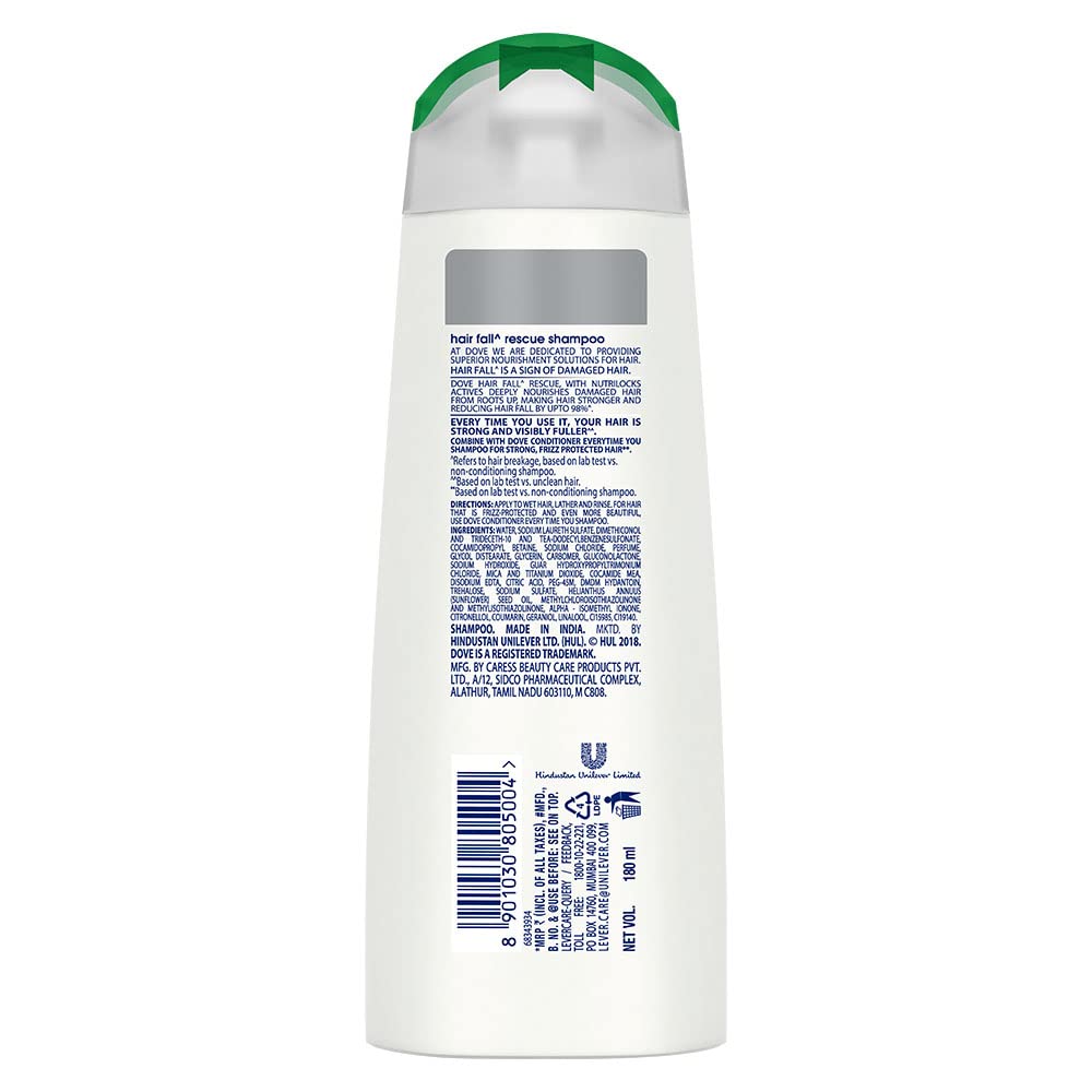 Dove Daily Shine Shampoo For Dull Hair, 180 ml & Dove Hair fall Rescue Shampoo, 180 ml