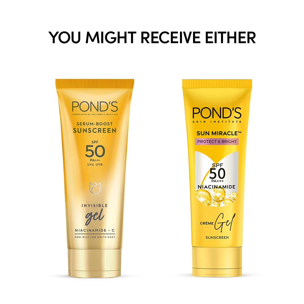 POND's Serum Boost Sunscreen For All Skin Types Prevent And Fade Dark Patches With The Power Of Spf 50 And Niacinamide-C Serum 100G, Pack Of 1