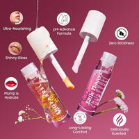 Shopaarel Little Flower Lip Gloss, Lip Gloss, Infused with Real Flower Seed Oil and Fruit Oils, Floral Fragrance, Glossy finish, Long-Lasting, Non-Sticky, Fuller & Plump Lips-8 Gm, Flirty