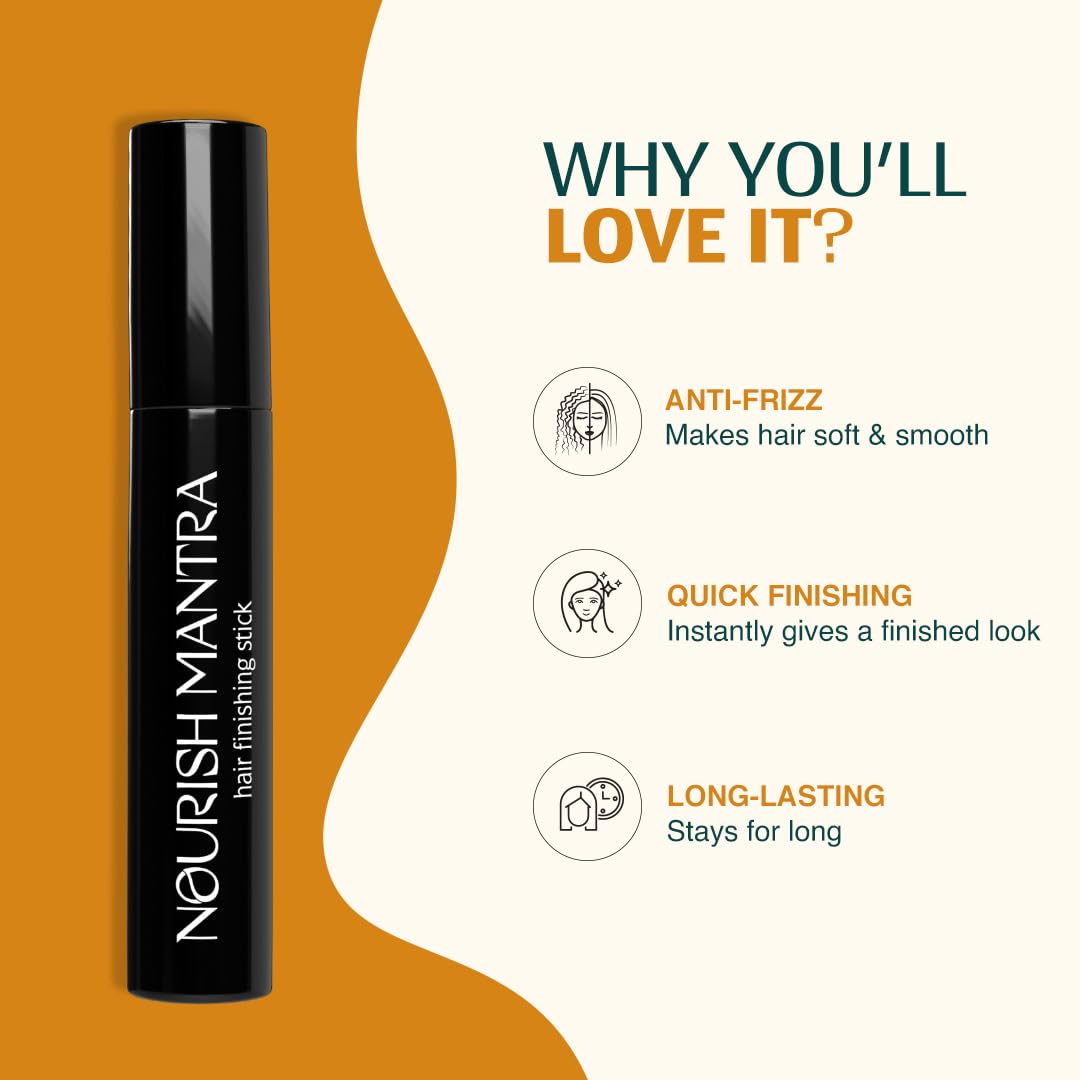 Nourish Mantra Hair Finishing Stick For Women| hair accessories for women stylish hairs | Hair Wax Stick For Flyaway Hairs | Use As Hair Setting Spray For Women |wax stick for hair| Non-Greasy And Non-Sticky Hair Gel- 12 ML