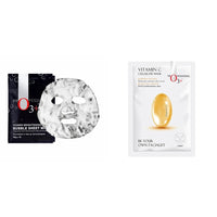 O3+ Power Brightening Bubble Sheet Mask for Deep cleansing and glowing skin (30gm & O3+ Facialist Vitamin C Cellulose sheet Mask for pigmentation and uneven skin (30g) Combo
