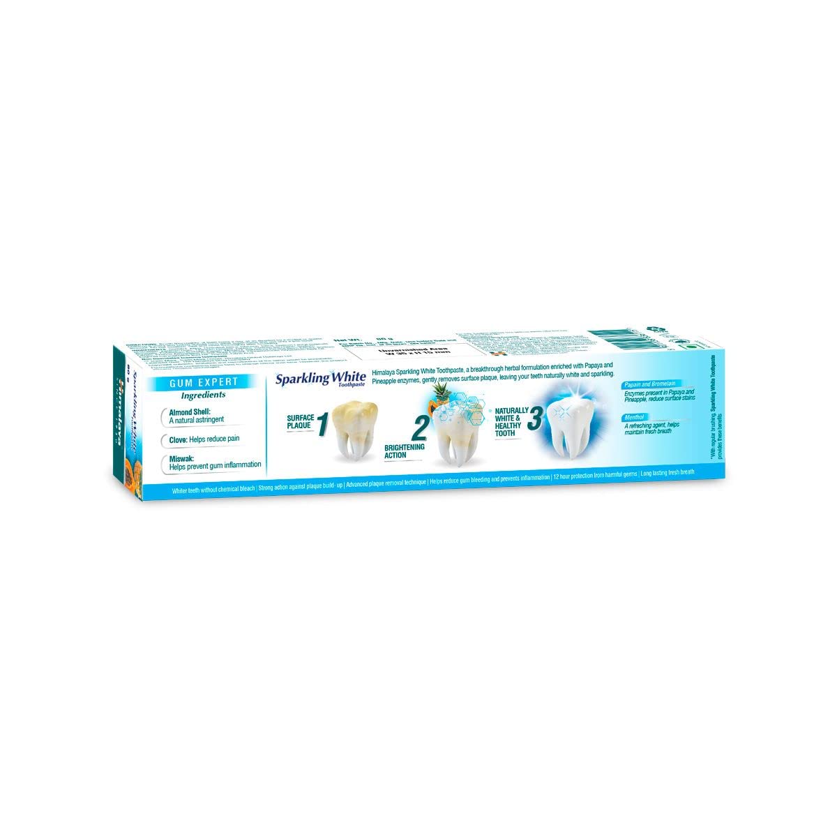 Himalaya Sparkling White 150g Toothpaste | For Whiter & Stronger Teeth | No Chemical Bleach | With Papaya & Pineapple Enzymes (Pack of 2)