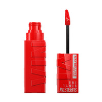 Maybelline Liquid Lipstick, High Shine Gloss, Lasts For 16Hrs, High-Glossy Finish Enriched With Vitamin E & Aloe, SuperStay Vinyl Ink, Red Hot