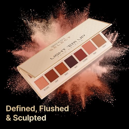 Swiss Beauty Select Light Em Up Multipurpose Face and Eye Palette | 10 Eyeshadow shades + 1 Blusher shade + 1 Contour Pan| Shade- Twilight, 20g |