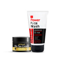 Ustraa Power Face Wash - 100g - Energize & De-Tan | Dermatologically Tested | Removes Dead Skin, Brightening & De-Tan Cream For Men- 50g | for Effective Tan Removal & Even tone | No Bleach.