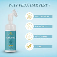 VEDAHARVEST 1% Salicylic Acid Face Wash 150 Ml For Acne & Pimple | Deep Cleansing, Oil Control, Blackhead Removal For Oily & Acne-Prone Skin