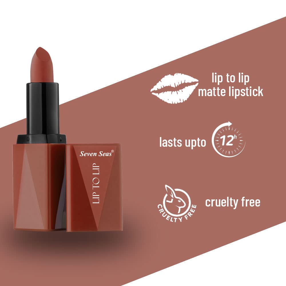 Seven Seas Lip To Lip Matte Full Coverage Long Lasting Lipstick | Smooth Application |Transferproof & Smudge Proof | Highly Pigemented Lipstick for Women (Monza-I)