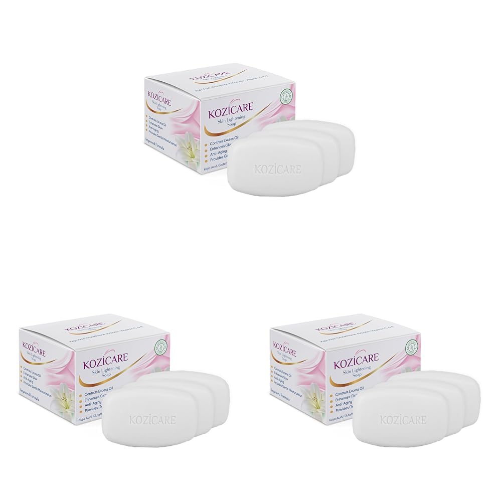 Kozicare Skin Lightening Soap Pack of 9 | Kojic Acid & Vitamin C | Anti Aging & Sun Protection | Moisturizing Bath Soap for Men & Women | Remove Dark Spots & Hyperpigmentation | Glowing Skin